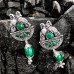 German Silver Double Peacock Jhumaki Dangler Earrings