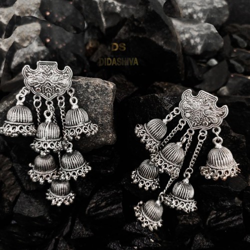 German Silver Multi Jhumaki Dangler Earrings
