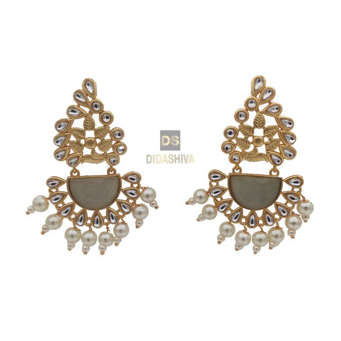 Designer Semi-Precious Natural Stone Drop Earrings Designer Semi-Precious Natural Stone Drop Earrings