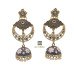 Gold Plated Meenakri Kundan Studed Jhumka Earrings