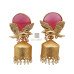 Matte Gold Polish Semi Precious Natural Stone Jhumka Earrings