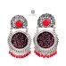 Oxidized Silver Afghani Style Colored Enamel Work Dangler Earrings