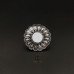 Oxidised Silver-Toned Adjustable Flower Mirror Ring