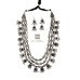 Oxidised Silver Plated Black stone Tribal Chain long Necklace with Earrings